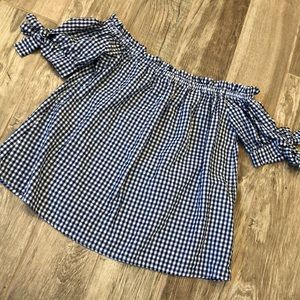 Navy and white off shoulder top